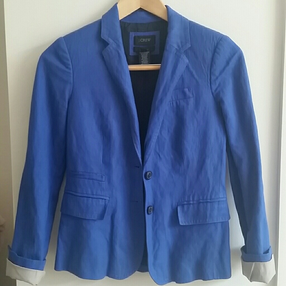 J.Crew Blue Denim Blazer Size XS and Sleeve Detail